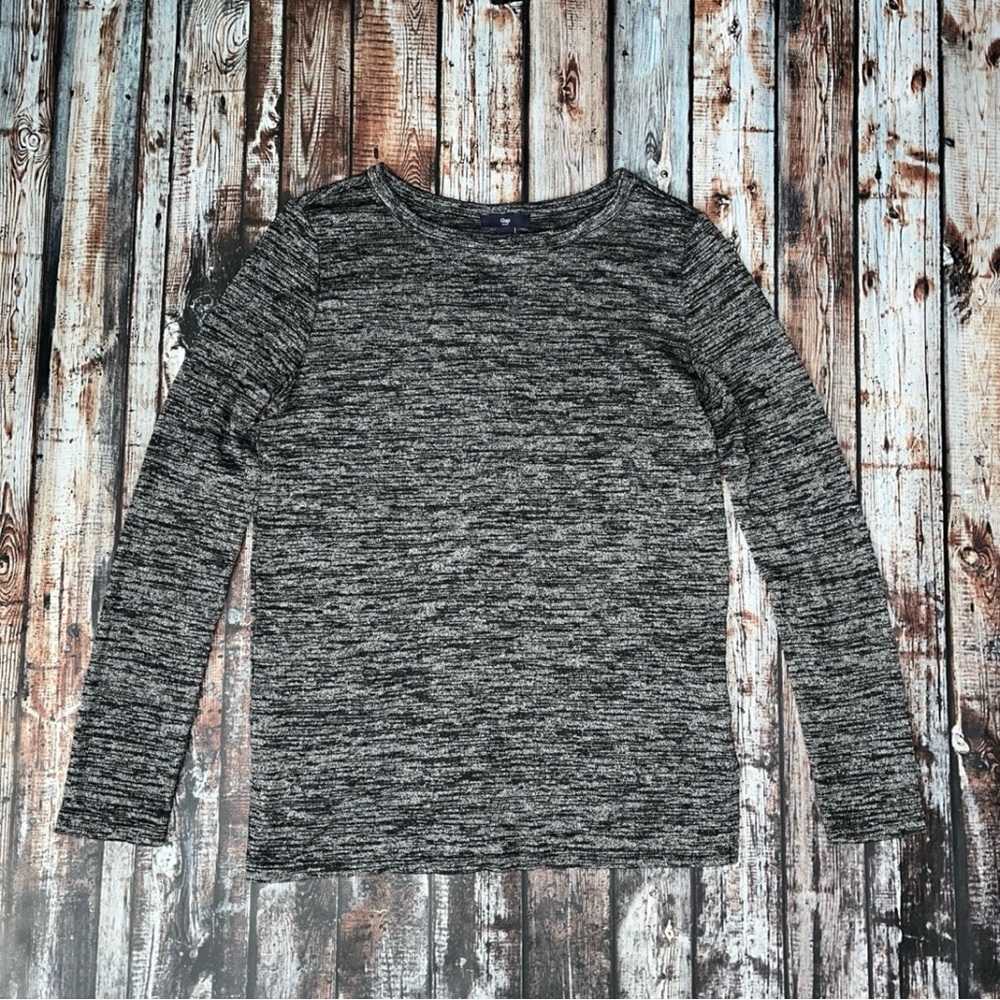 Gap Black Gray Marbled Knit Top